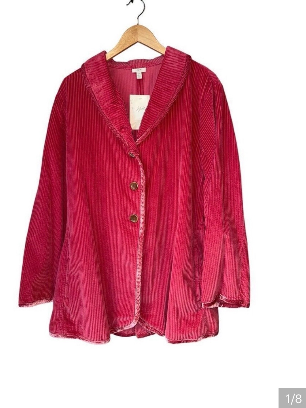 NWT Jill Corduroy Jacket With Velvet Trim In Venitian Red 2X